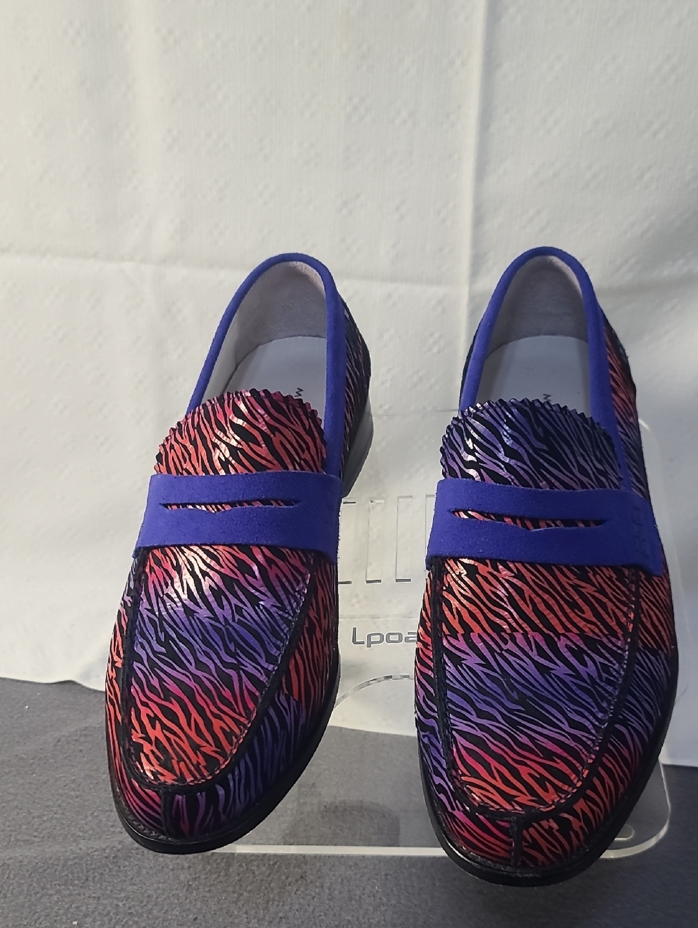 Men's Marc Nolan Slip-On Loafers in Purple and Red Zebra Print